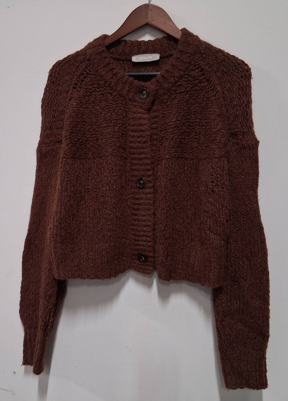 Everlane womens medium alpaca wool soft cardigan sweater rust brown camel